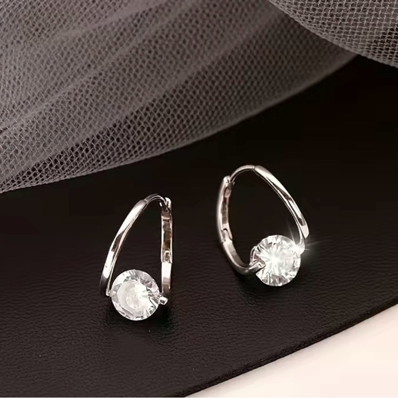 Elegant Silver Stainless Steel Zirconia Earrings